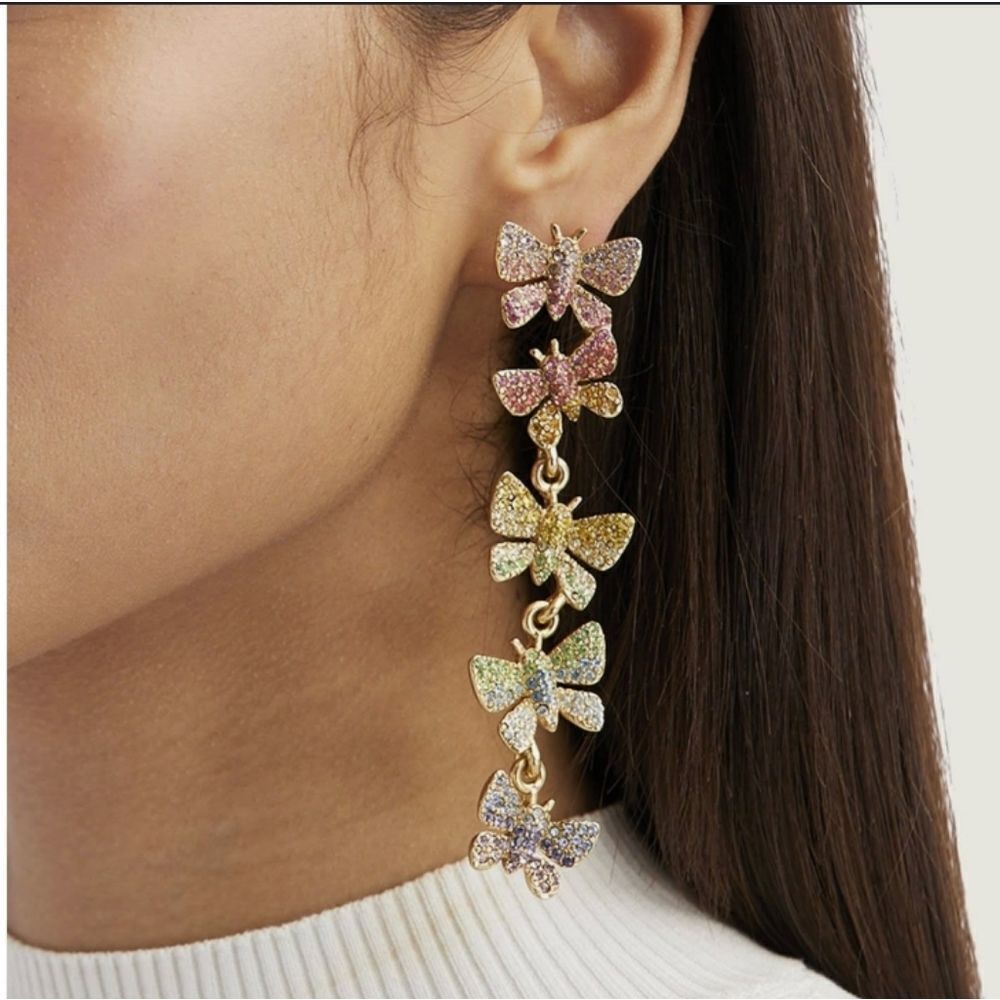 BRAND NEW C&C CALIFORNIA RAINBOW BUTTERFLIES MULTI-COLOR WOMEN"S DROP EARRINGS